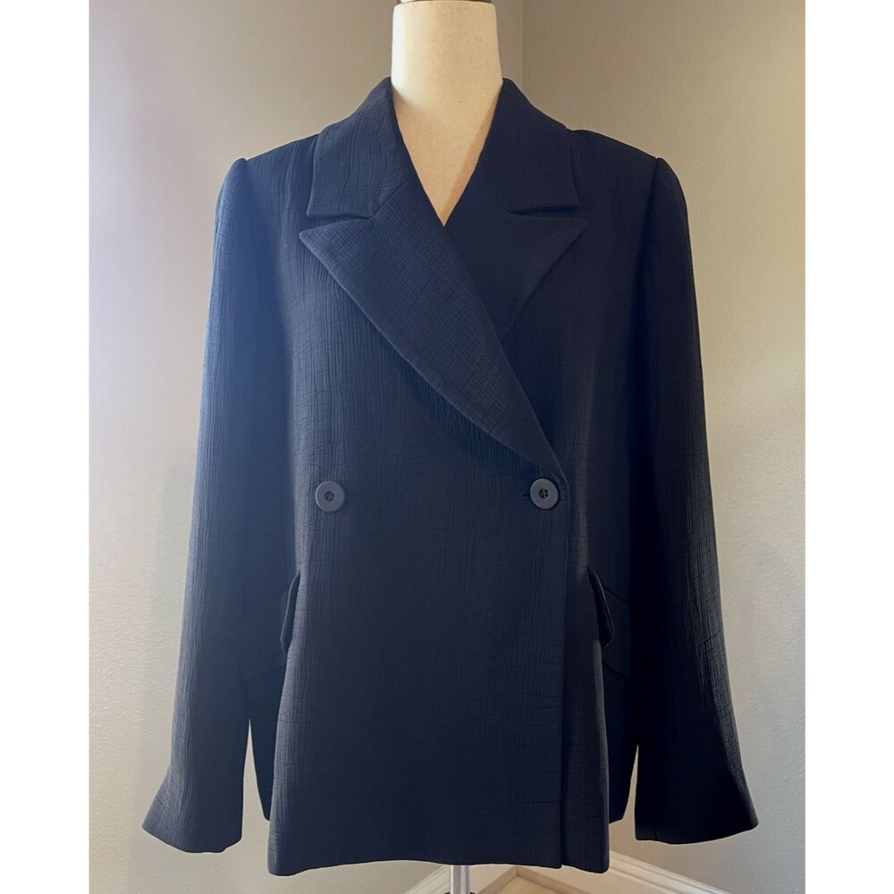 NWT The Fisher Project Eileen Fisher silk double breast suit jacket Large